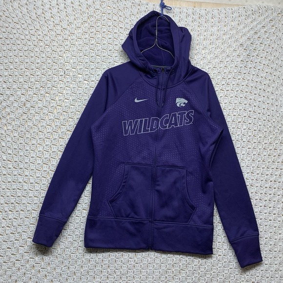 Kansas State Wildcats Hoodie Women Sz M Therma-Fit Nike Dri-Fit Purple Full Zip - Picture 1 of 11